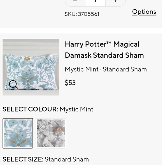 Pottery Barn Teen Harry Potter Magical Damask Sham - Set of 2 NWT - Picture 4 of 4